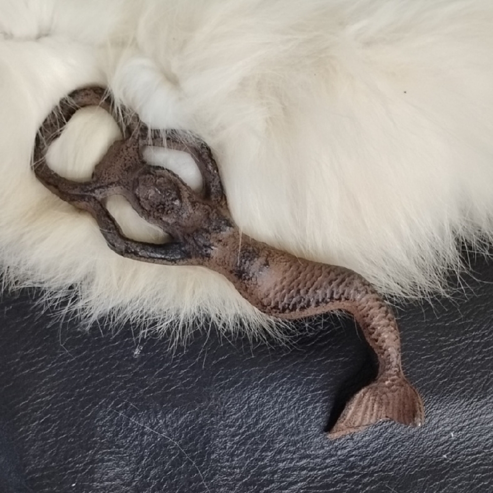 Vintage Brown Mermaid Cast Iron Bottle Opener